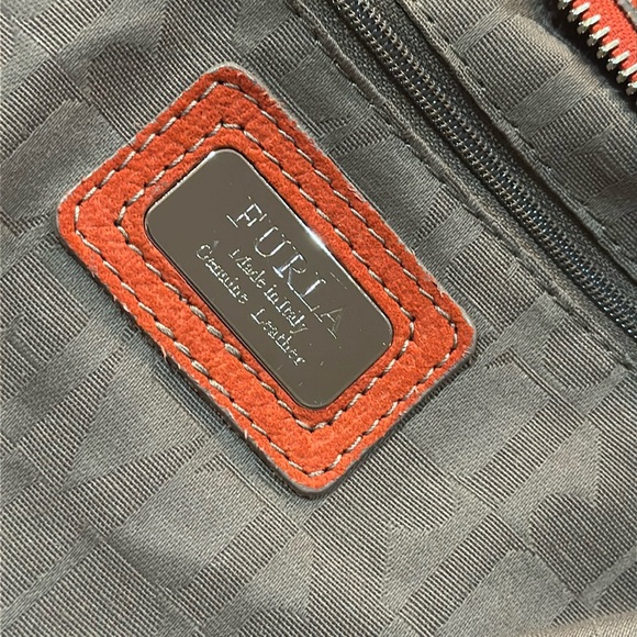 Authentic Furla Laila Bauletto Medium Satchel in Orange & Expresso Brown, EUC - Picture 8 of 16